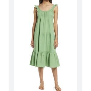 Marine Layer Jude Flutter Sleeve Dress Womens Medium Casual Flowy Green Jade
